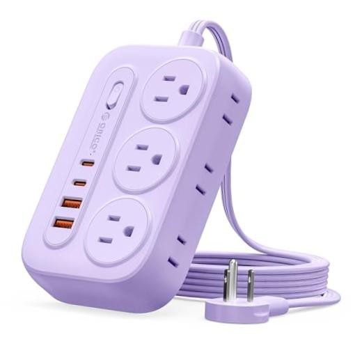 Surge Protector Power Strip, PD20W Multiple Outlets Extension Cord 5ft Purple