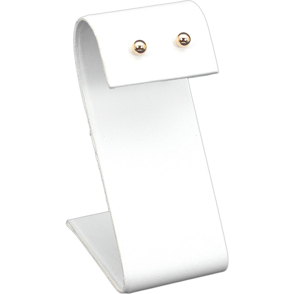 White Faux Leather Earring Jewelry Display Stand 1 1/2" x 3 1/4"