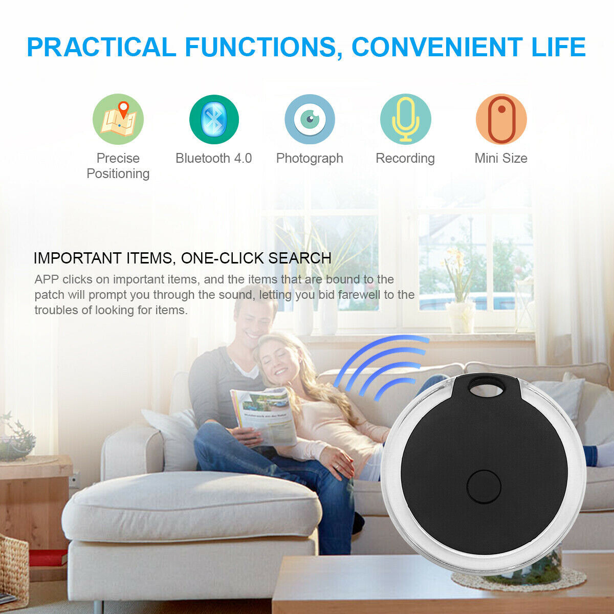 4PCS Mini Bluetooth GPS Locator Finder Tracker Pet Anti-Lost Device Waterproof