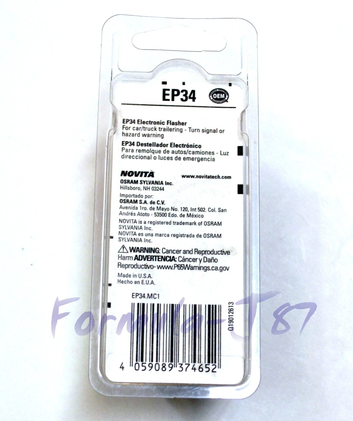 Novita EP34 3-Pin Electronic Turn Signal Flasher Relay Hazard LED Light Bulb USA