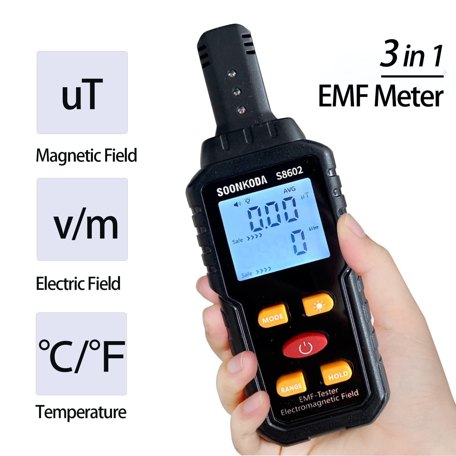 3 in 1 EMF Meter,EMF Reader,Electromagnetic Field Radiation Detector,EMF Test...