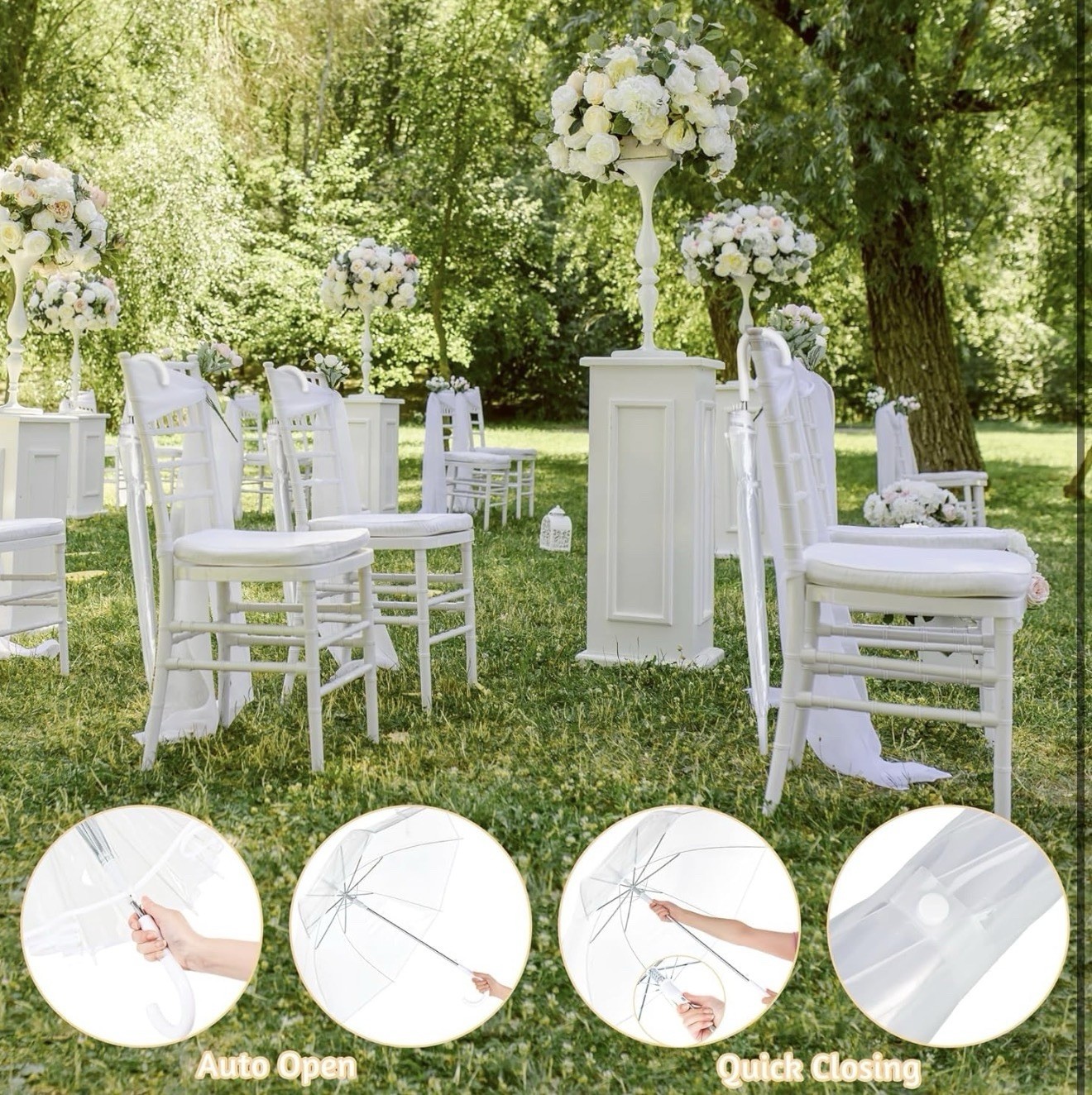 Wedding Umbrella 8 pcs, Clear, New
