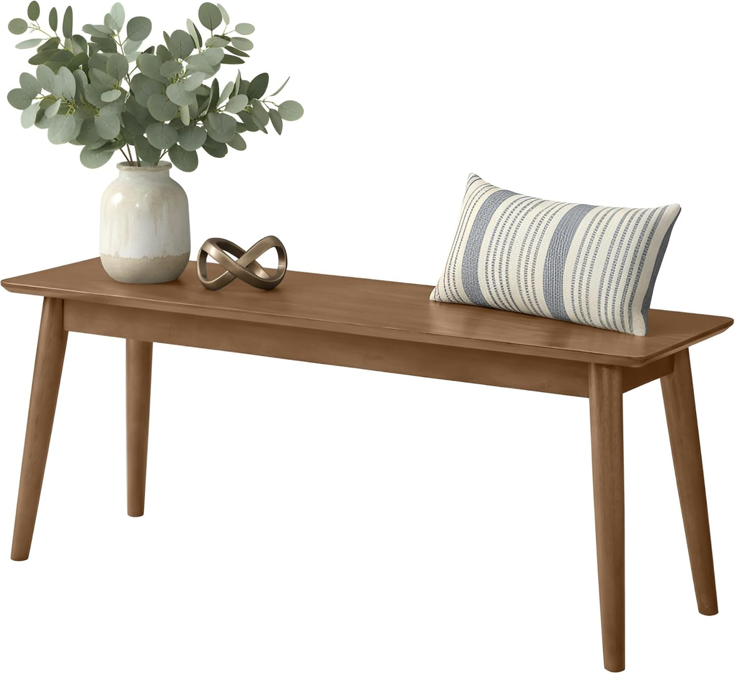 Solid Wood Dining Bench, Warm Pecan, 46” X 14” X 18”