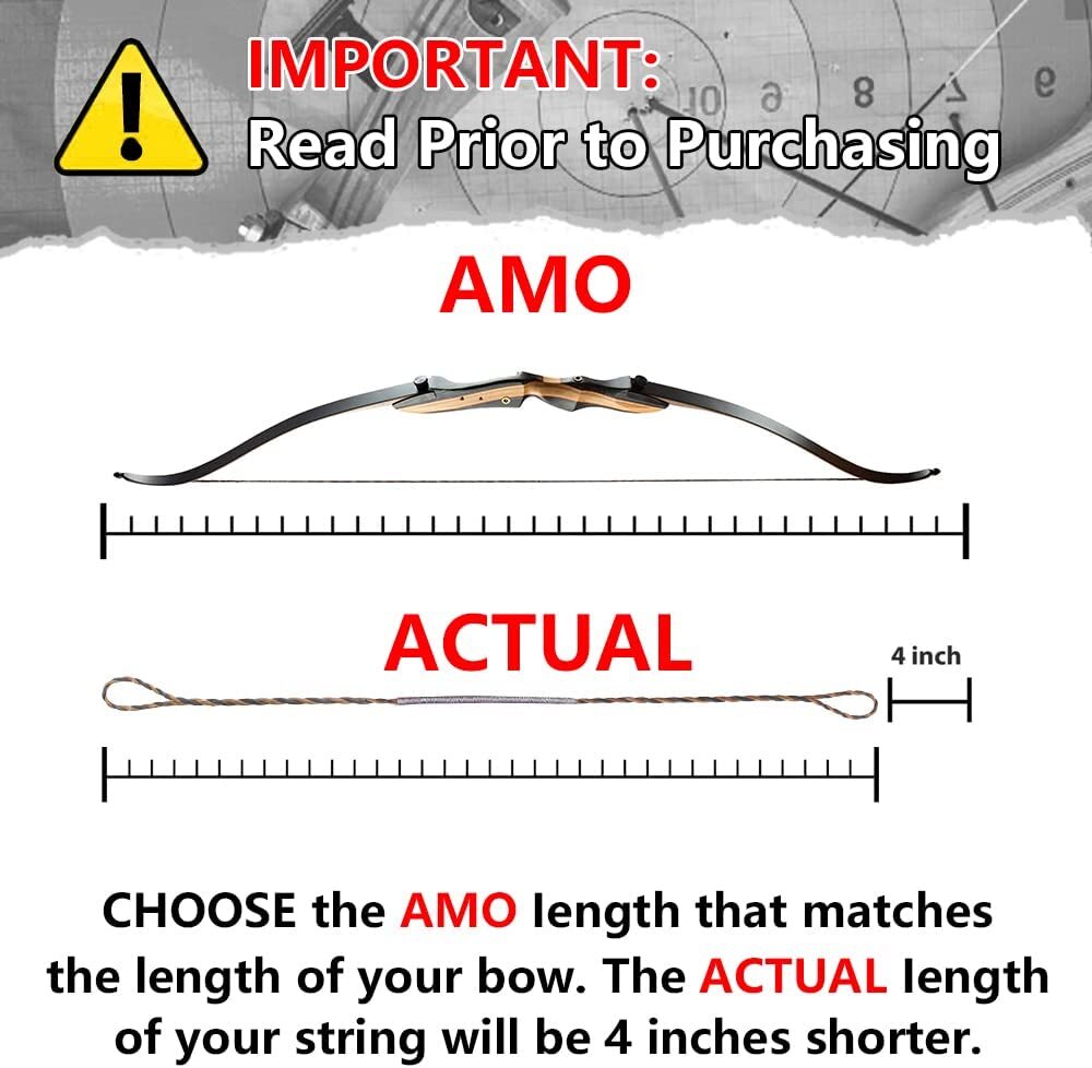 Archery Bowstring Adjustable Length Recurve bow Longbow 16 Strands 56-68''