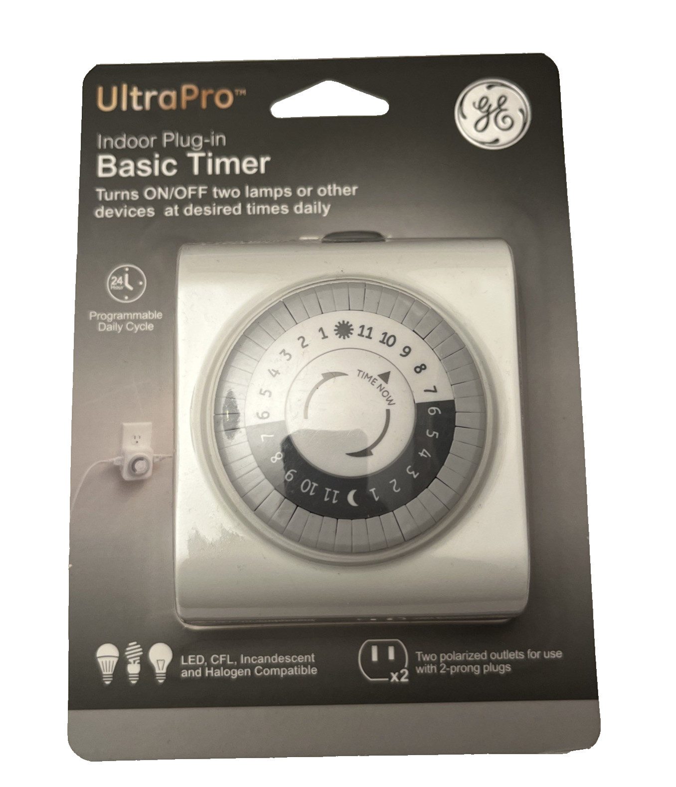 GE Ultrapro Indoor Plug-in Basic Timer Lighting Control Switch Brand New