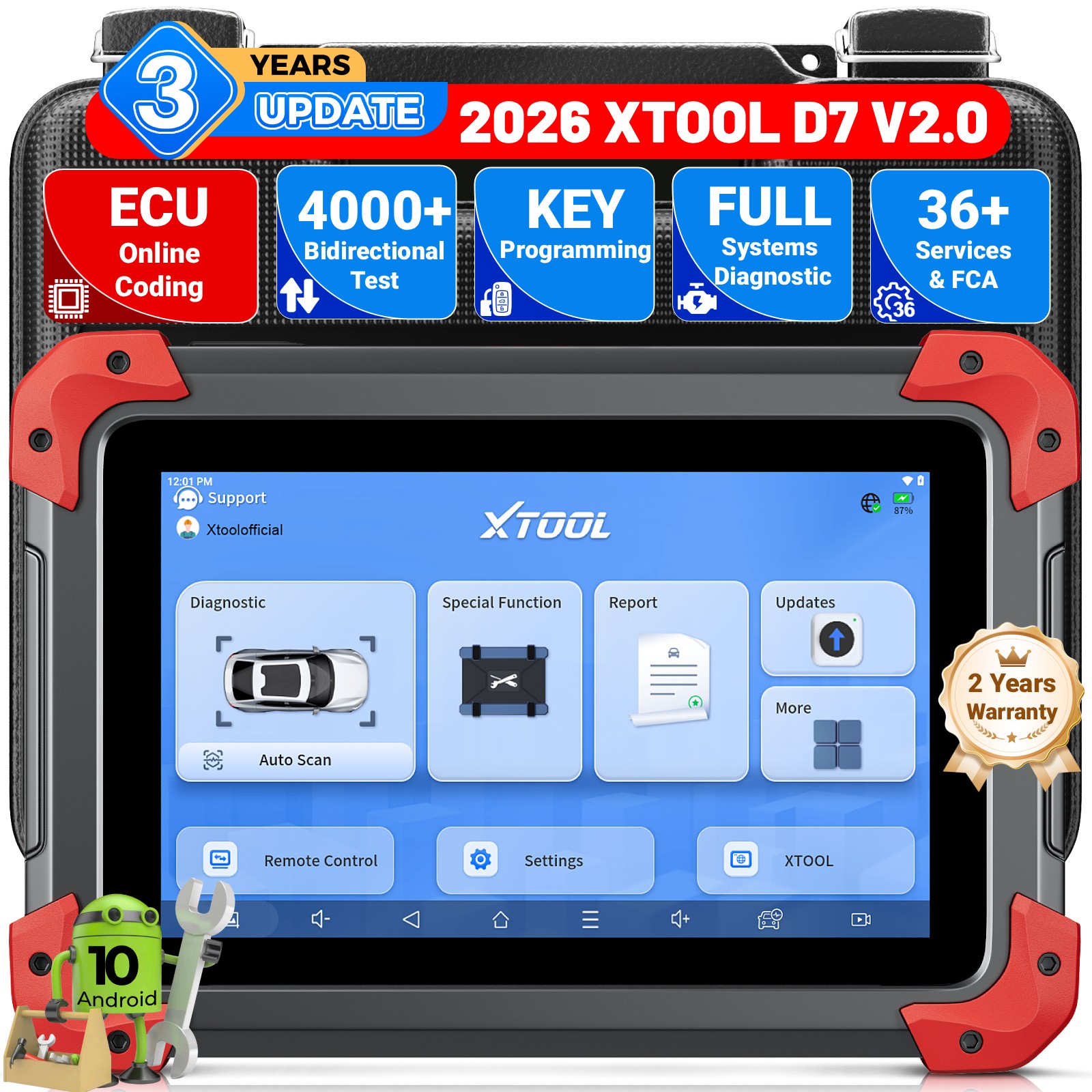 XTOOL D7 V2.0 Bidirectional All System Diagnostic Tool ECU Coding Key Programmer