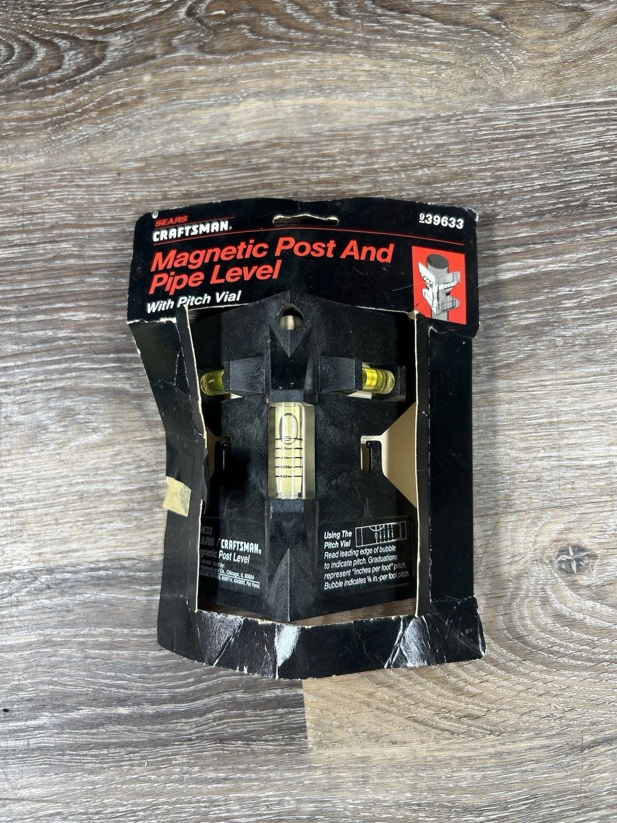 Sears Craftsman USA Nos? Magnetic Post Level W PitcH Vial Rare 39633 Black