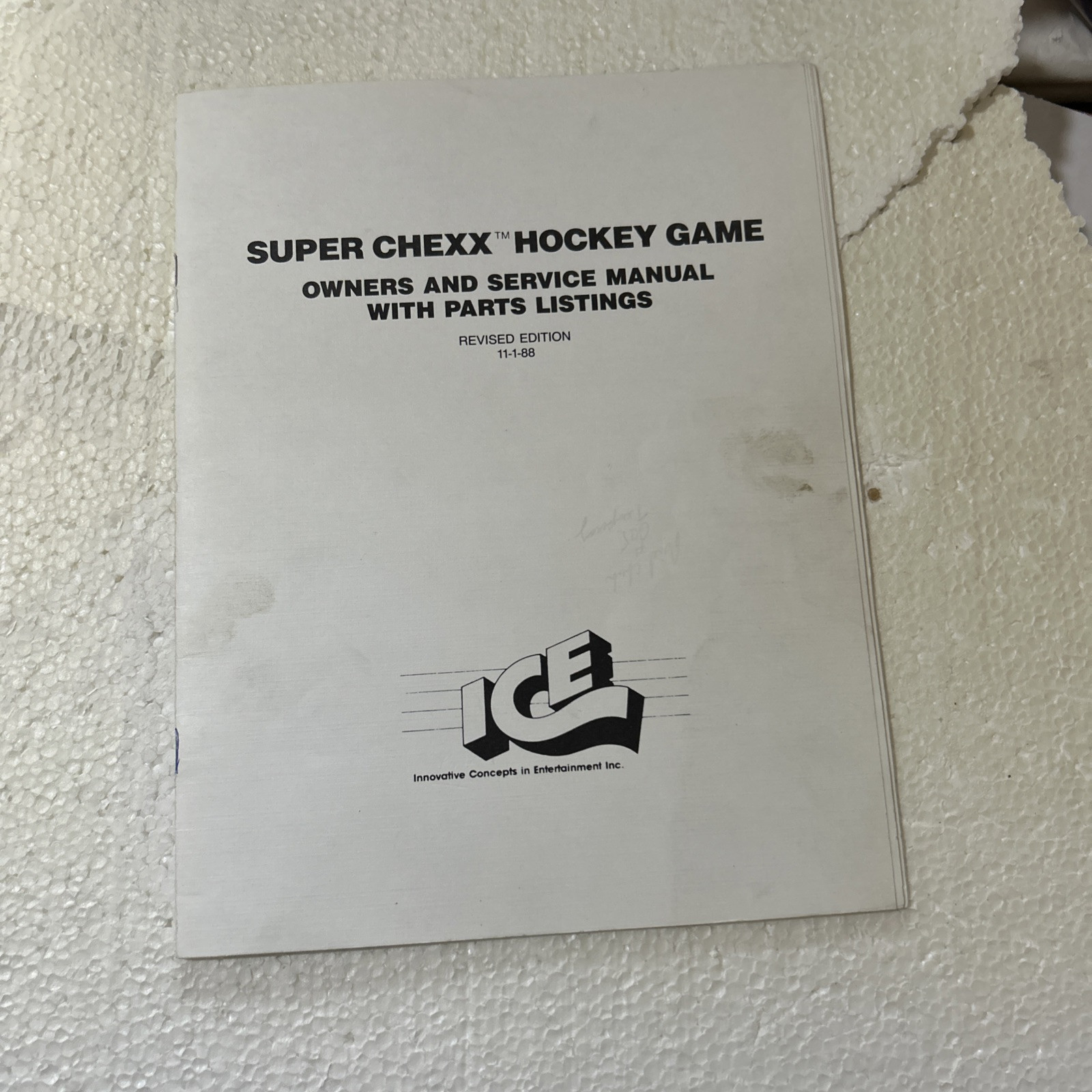 Original factory Super Chexx Hockey Ice Arcade GAME owners manual