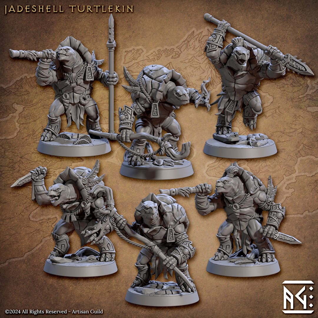 Jadeshell Turtlekin | Artisan Guild Miniatures | Compatible with D&D/AoS