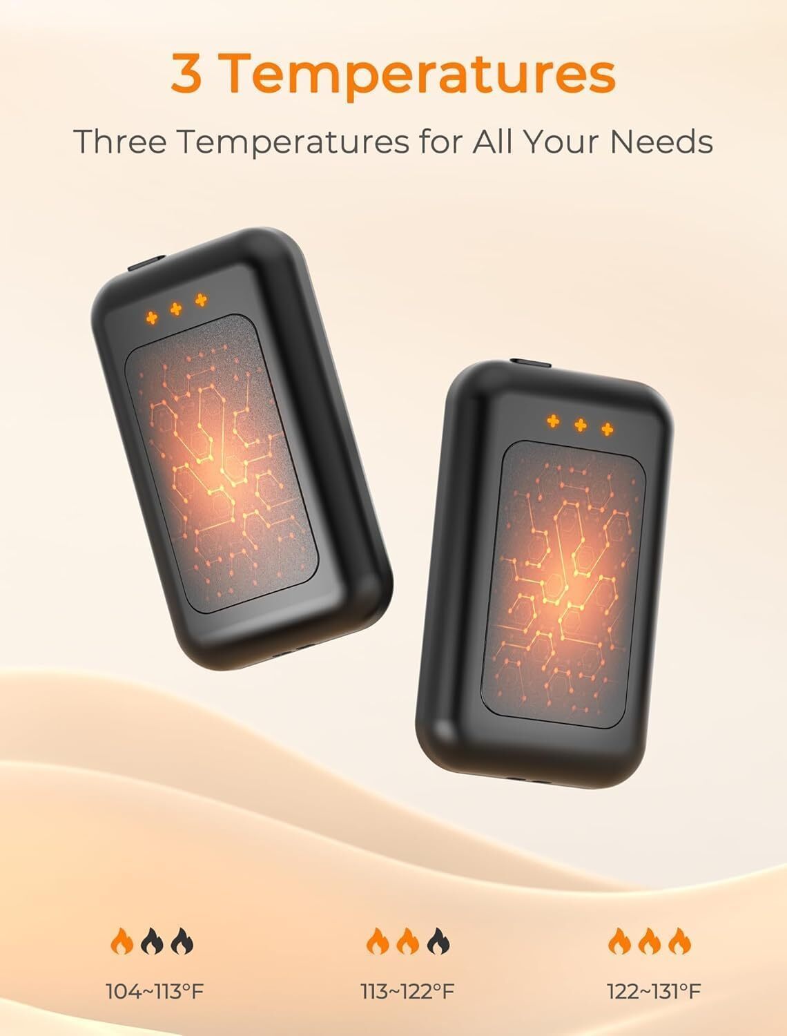 Rechargeable Hand Warmers 2 Pack Fast Heating NTC Temperature Control