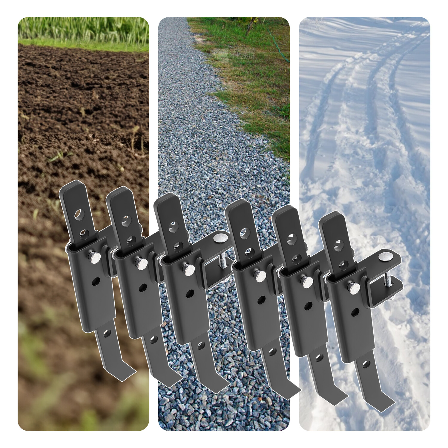 For ATV UTV Chisel Plow Implement Scarifier W/6 Independently Adjustable Chisels