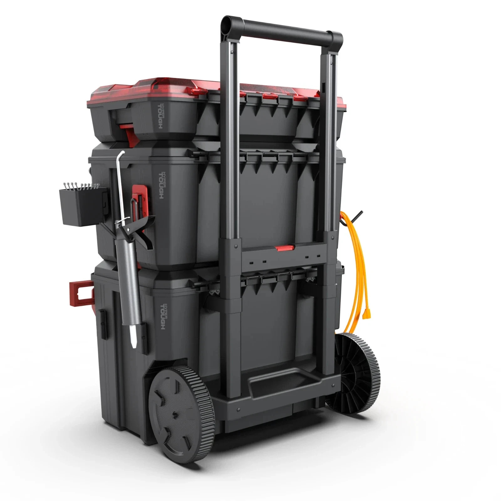 Hyper Tough Hyper Stack Heavy Duty 3 Piece Modular Rolling Toolbox System, Black