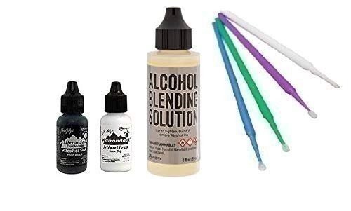 Tim Holtz Bundle - Snow Cap & Pitch Black Mixatives - Alcohol Blending Solution