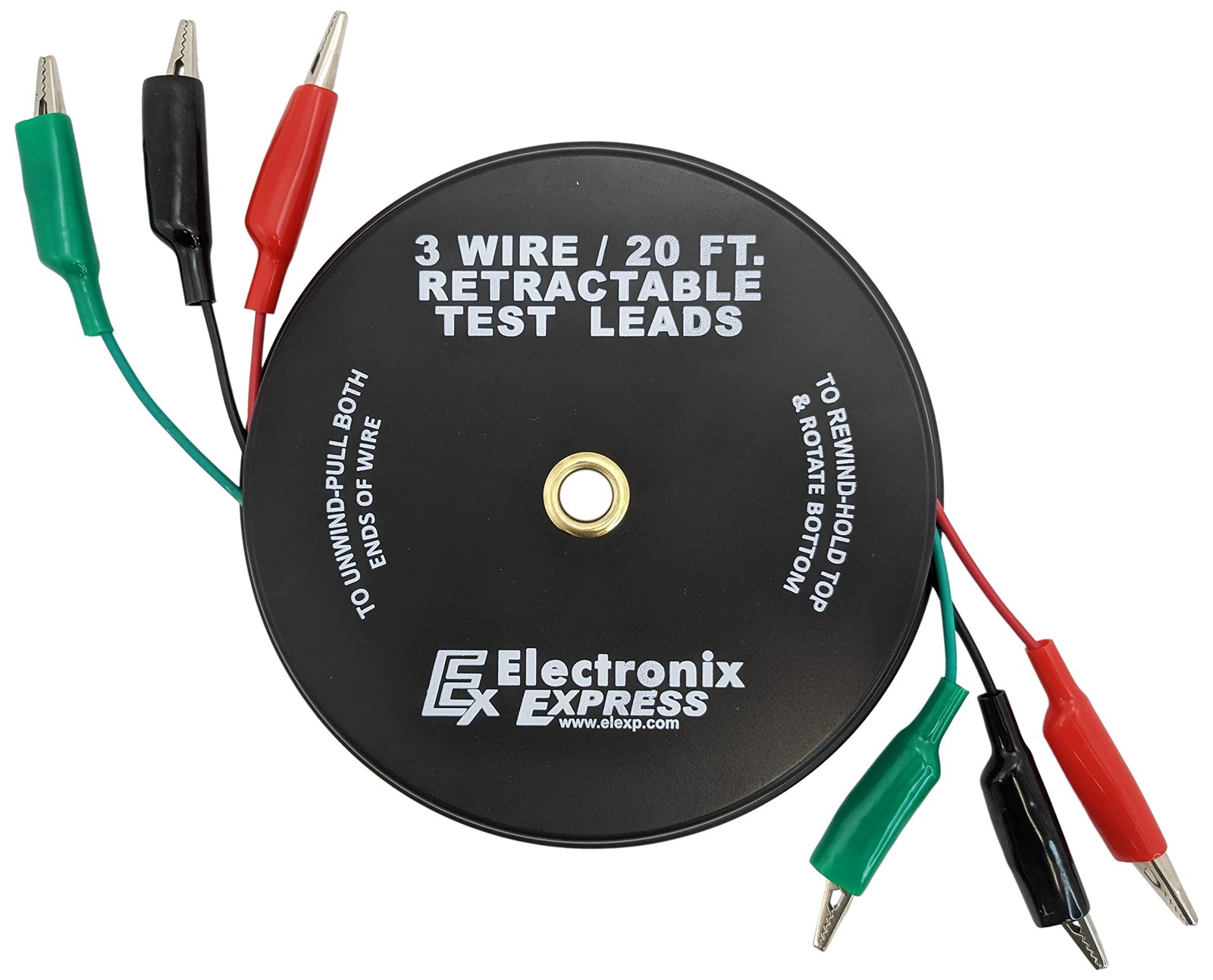 3 Wire 20 Foot Retractable Test Leads, Red/Black/Green 18 Gauge Wire with All...