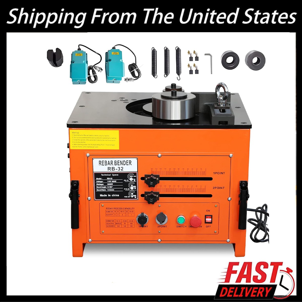 1-1/4" 32mm Construction 10 Rebar Bending Bender Machine W/ 2 Foot Pedals NEW