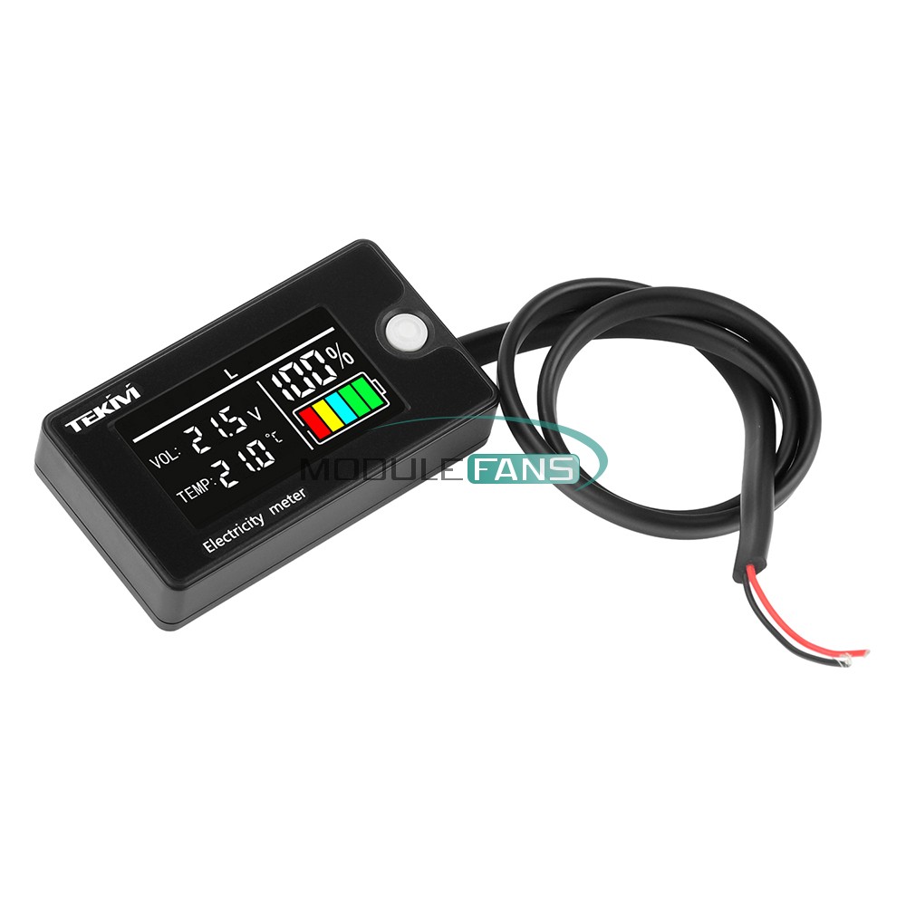 DC8-100V LCD Digital Battery Capacity Indicator Voltmeter w/ Temperature Display