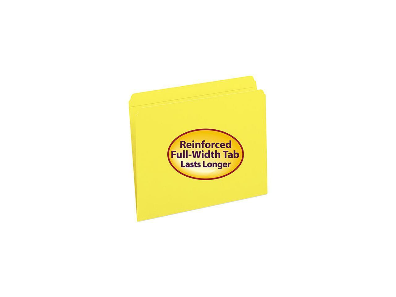 Smead 12910 File Folders, Straight Cut, Reinforced Top Tab, Letter, Yellow, 100/