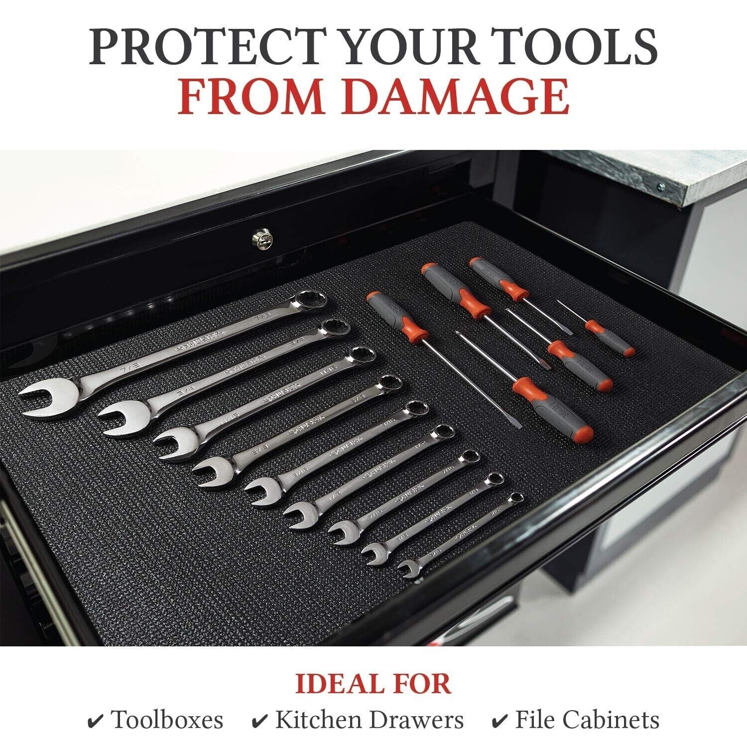 B&C Home Goods Anti-Slip Toolbox Liner - Adjustable, Protects Tools
