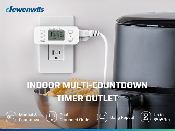 DEWENWILS 2-Pack Timer Outlet, 36H Countdown, Repeat Function,for Lights & Fans