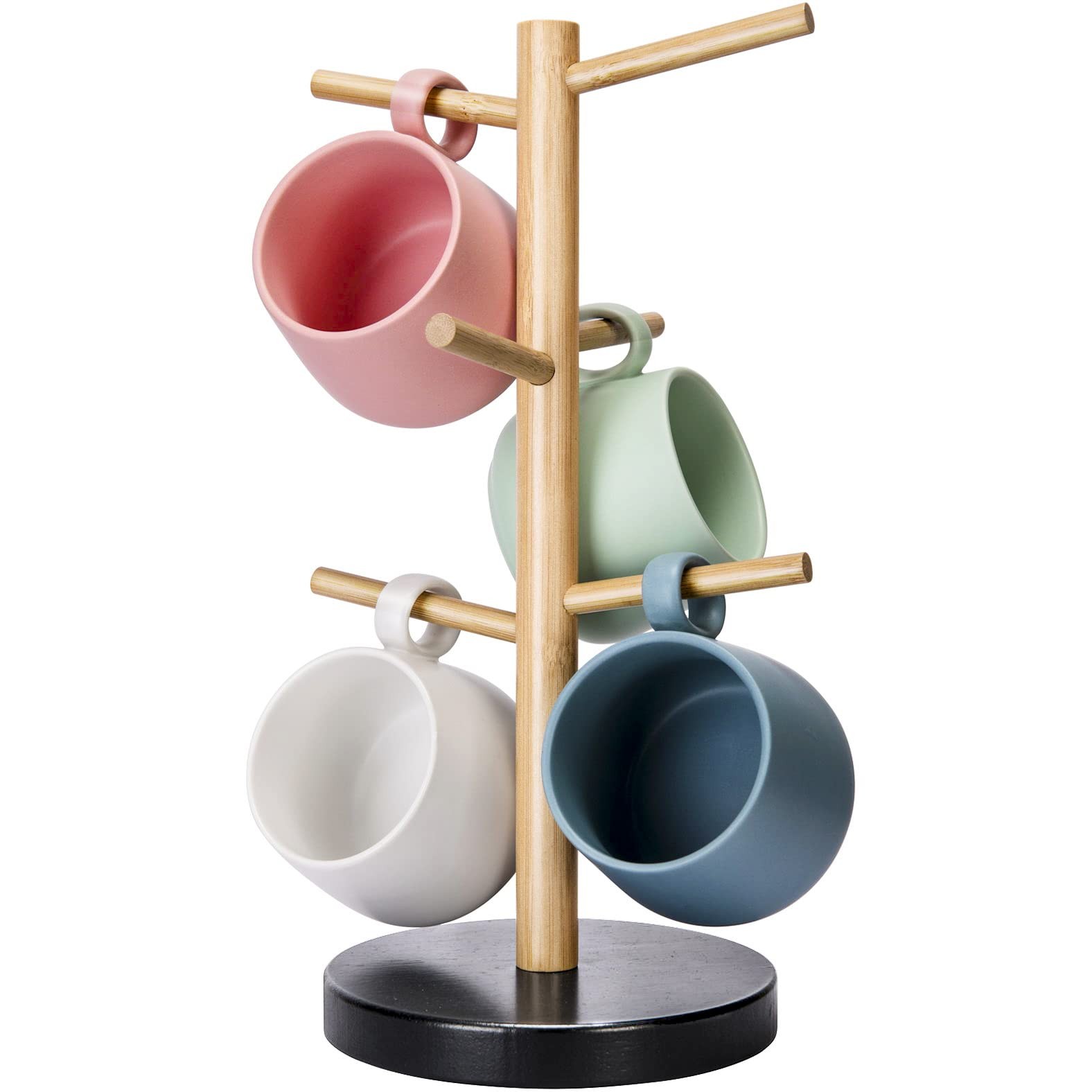 Wisuce Bamboo Mug Holder Tree, Thicker Base Coffee Cup Black