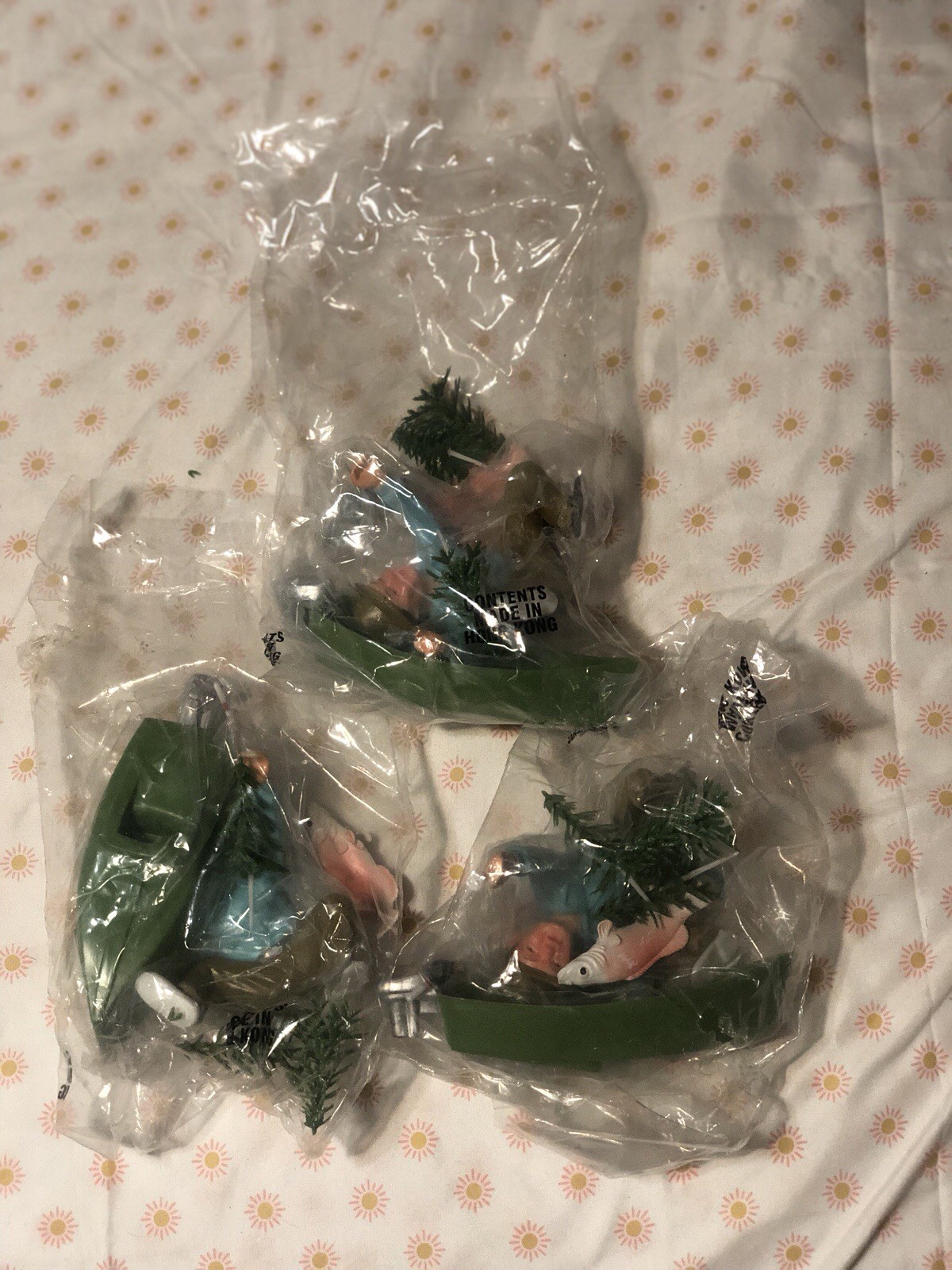 Lot of 3 new old stock fishermen cake toppers