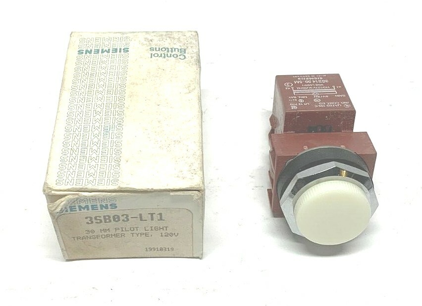 NEW SIEMENS 3SB03-LT1 PILOT LIGHT 30MM TRANSFORMER TYPE, 120V, NIB