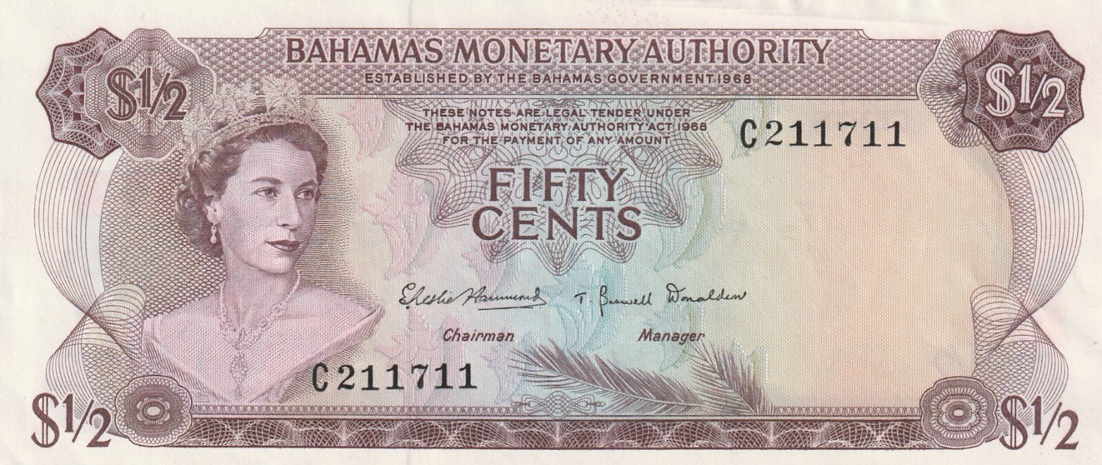 Bahamas 1968 1/2 Dollar P26 #2