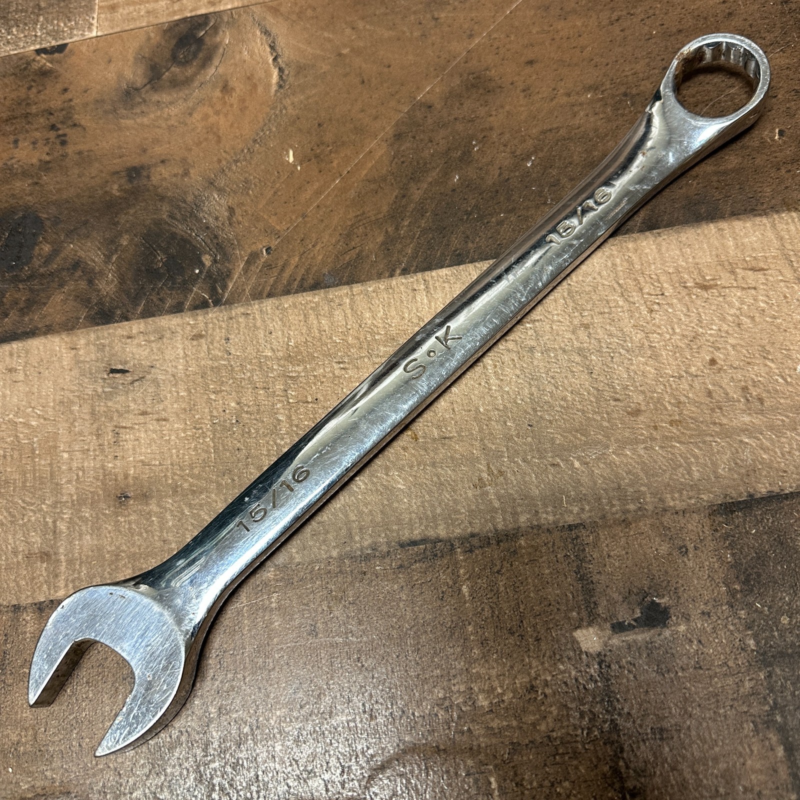 SK 15/16" Combination Wrench 12 Point SuperKrome Full Polish Finish 88230 USA