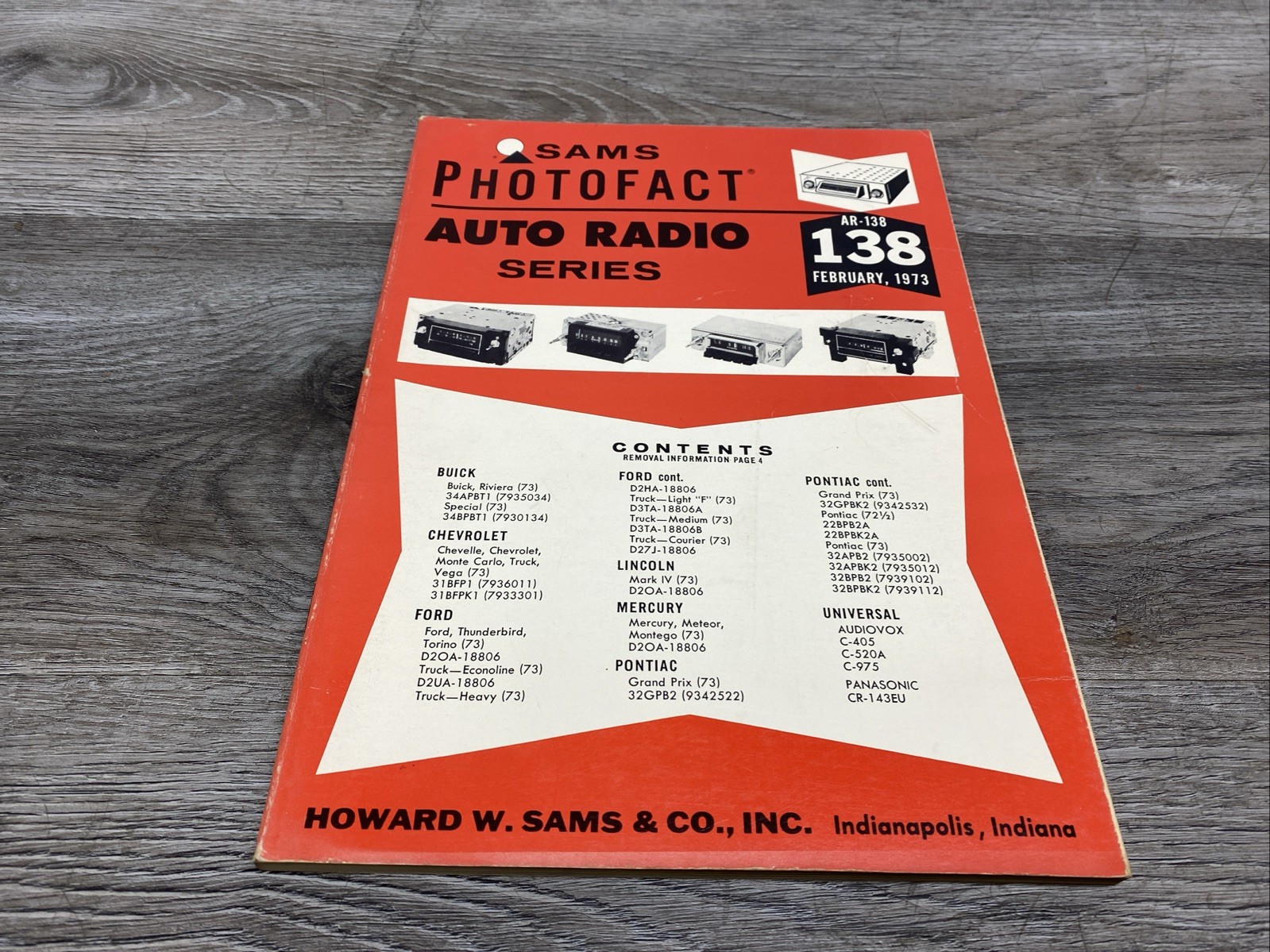 Sams Photofact Auto Radio Service Data Series Repair Magazine # AR-138