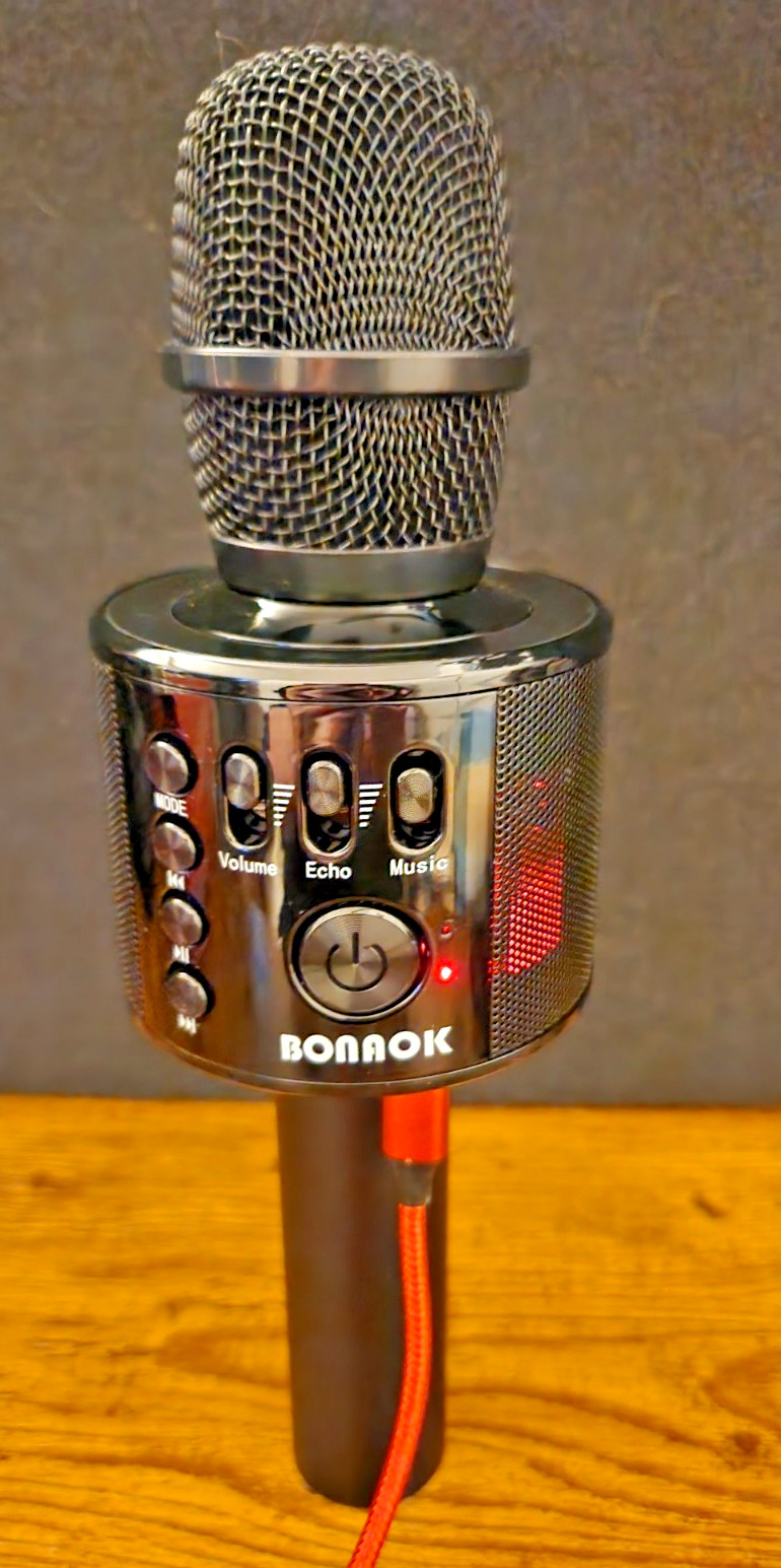 BONAOK Q37 Wireless Bluetooth Karaoke Microphone Black Box No Cable