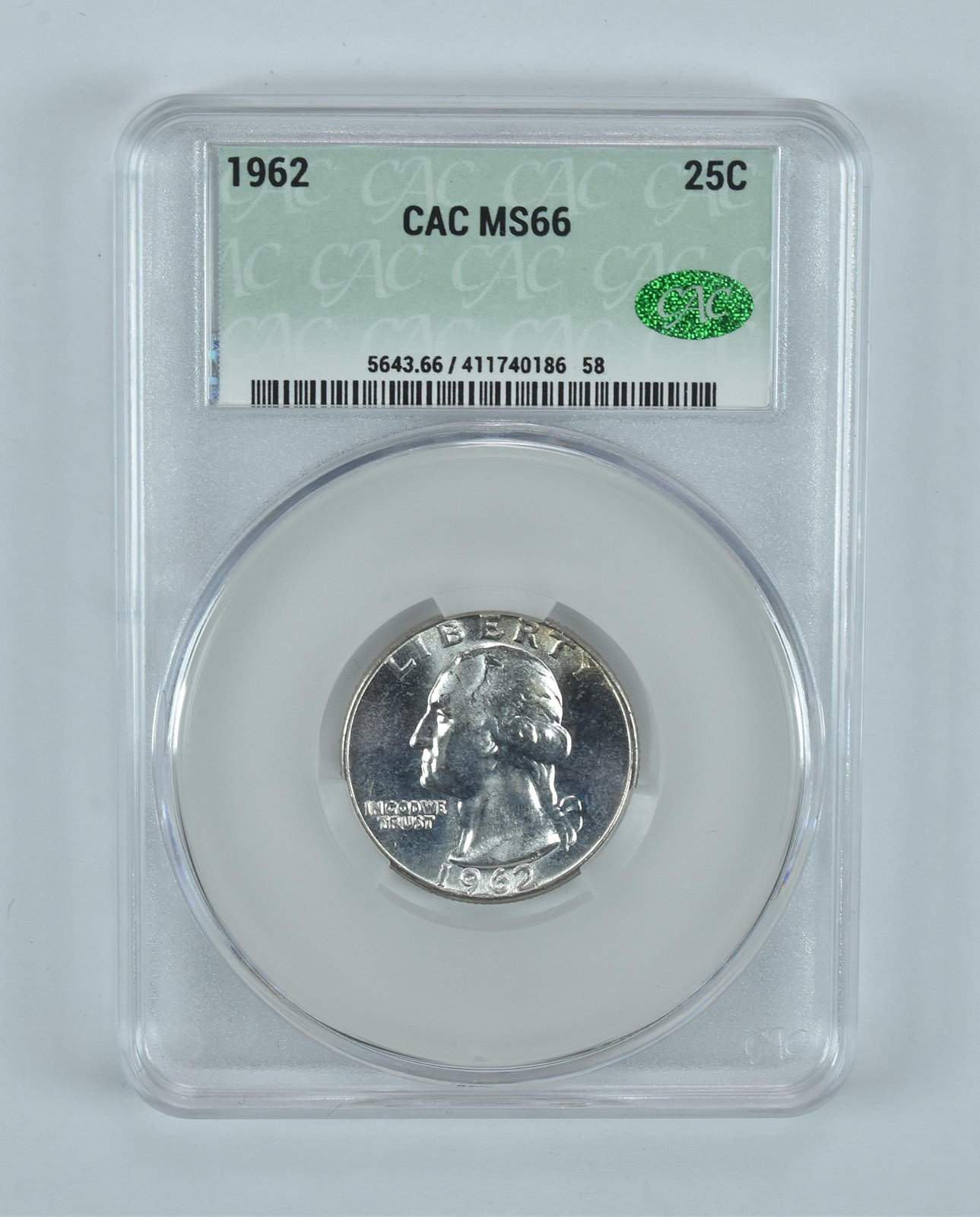 1962 Washington Quarter MS66 CAC CACg