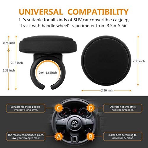 Rayfun No Tool Required Easy Set Up Silicone Steering Wheel Spinners Black
