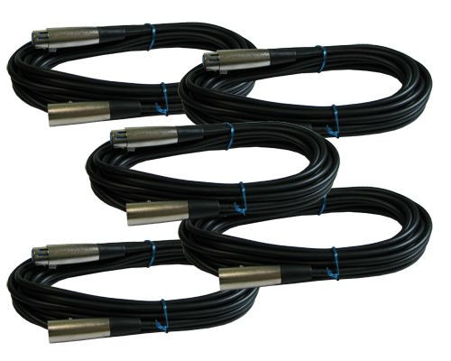 5Pack Lot 3Pin XLR male to female Microphone Mic Extension Cable 15 ft foot cord