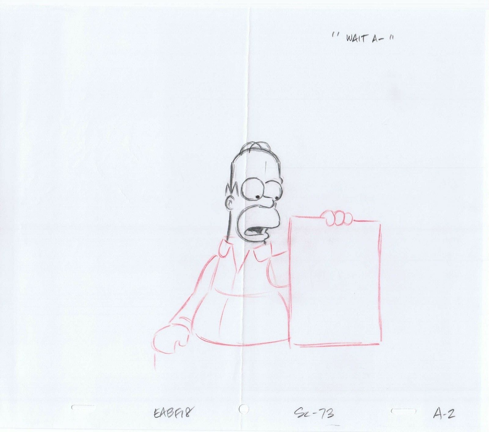 Simpsons Homer 2003 Original Art w/COA Animation Production Pencil EABF18 SC73A2