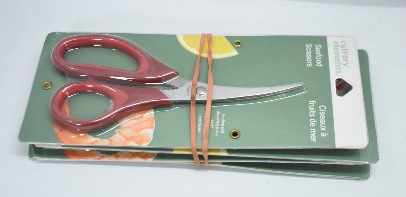 Lot of 4 Culinary Elements Stainless Steel Shrimp & Prawn Deveiner Scissors