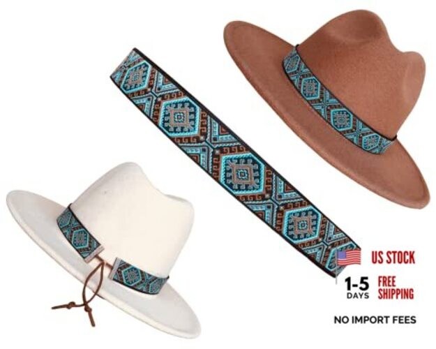 Turquoise, Brown and Black Western Style Hat Band, Cowboy Hatband, Adjustable