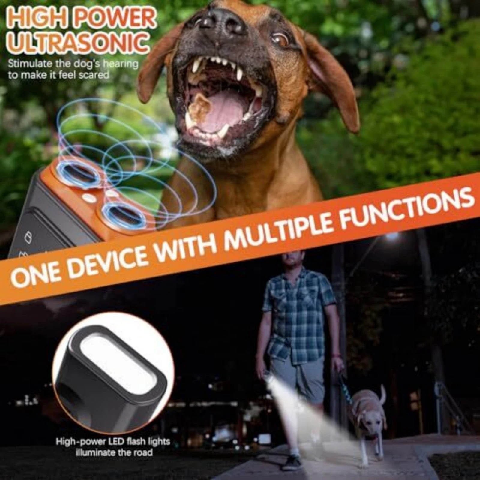 Anti Barking Device for Dogs with Ultrasonic Correction and LED Light Feature