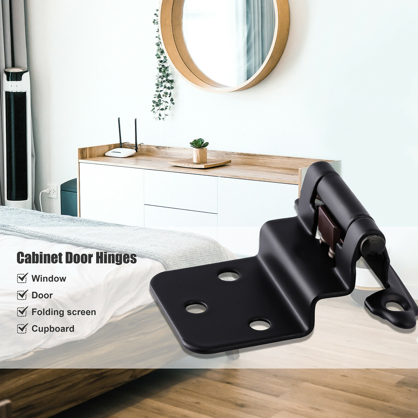 40Pcs 3/8" Overlay Kitchen Cabinet Door Hinges Self Closing Hardware Matte Black