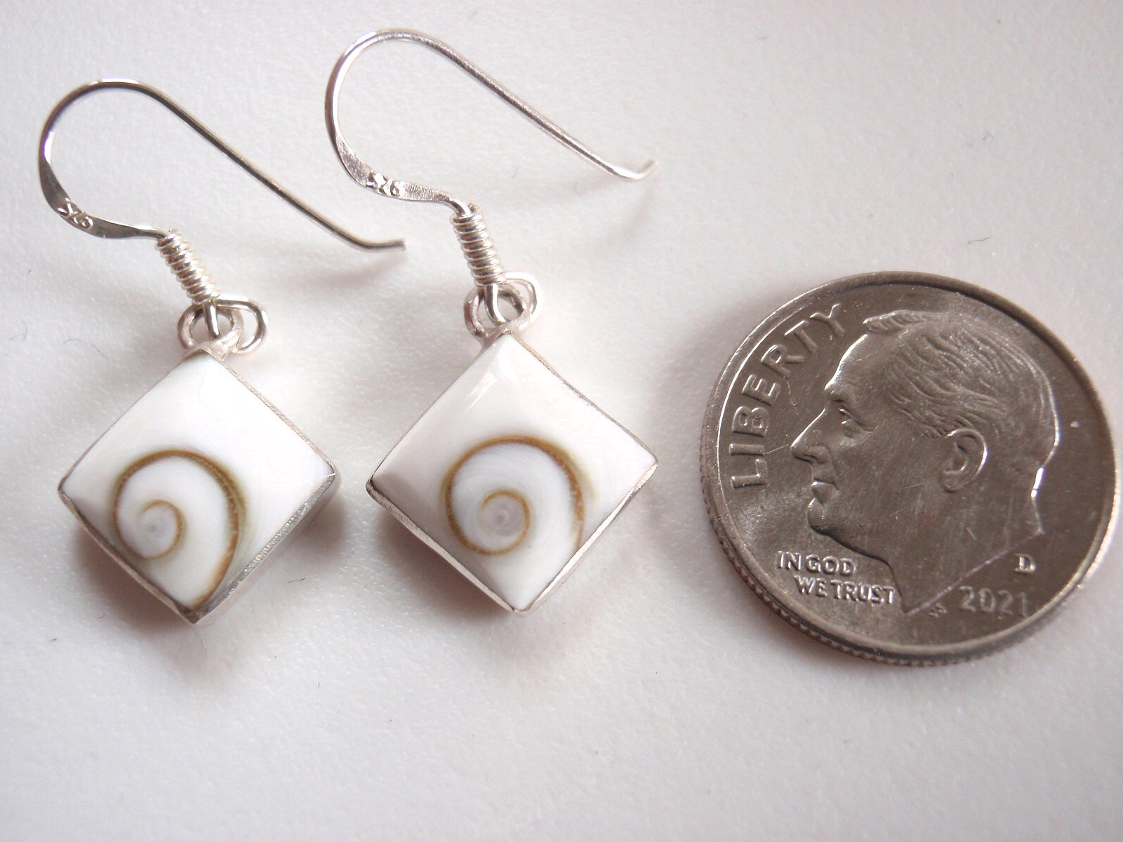 Shiva Square 925 Sterling Silver Dangle Earrings