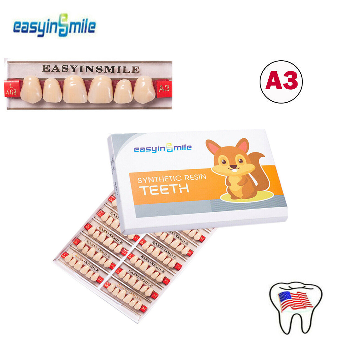 Dental Anterior Acrylic Resin Tooth False Teeth Full Set Denture A3 Upper Lower