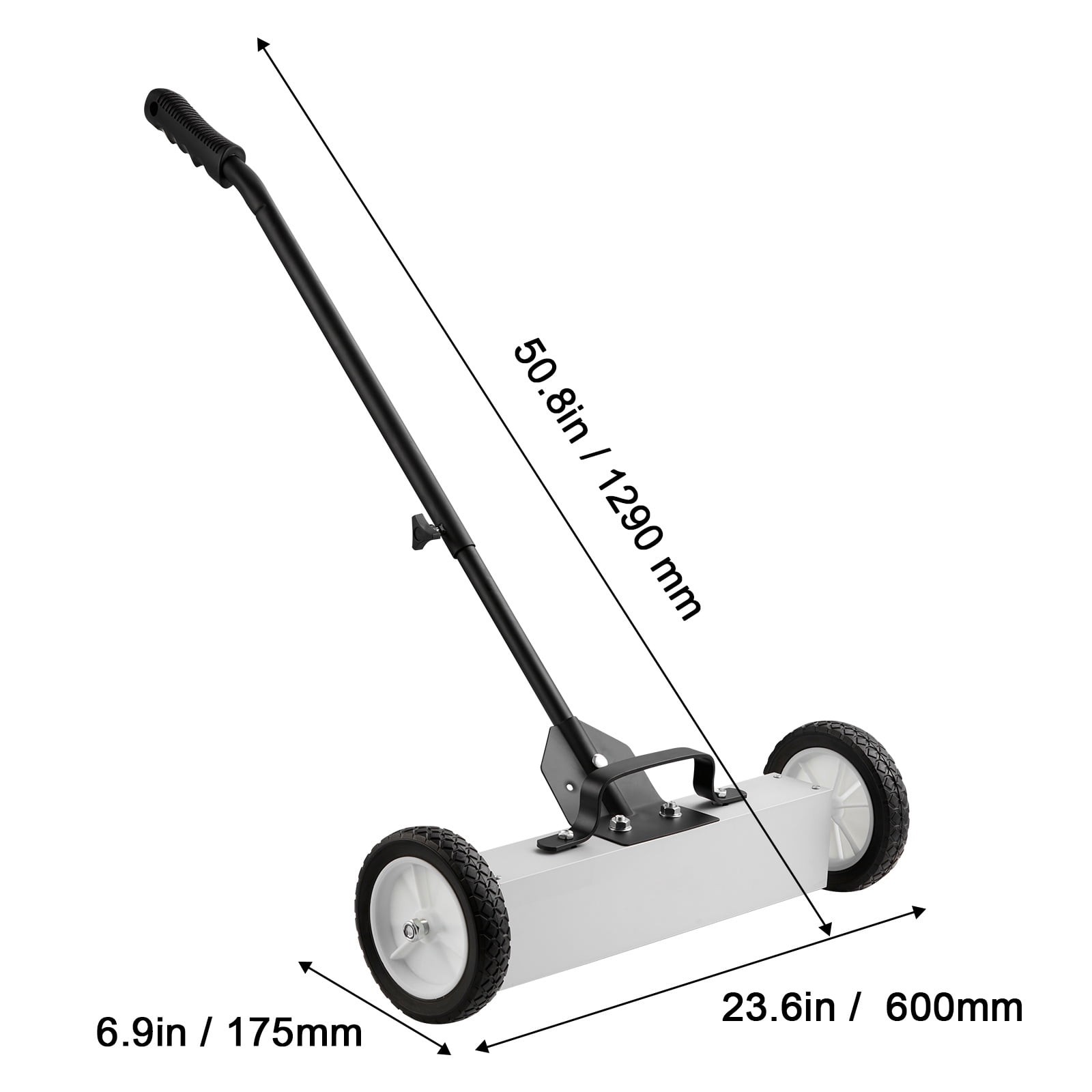 KFFKFF 45Lbs Rolling Magnetic Sweeper with Wheels, Push-Type Magnetic Pickup