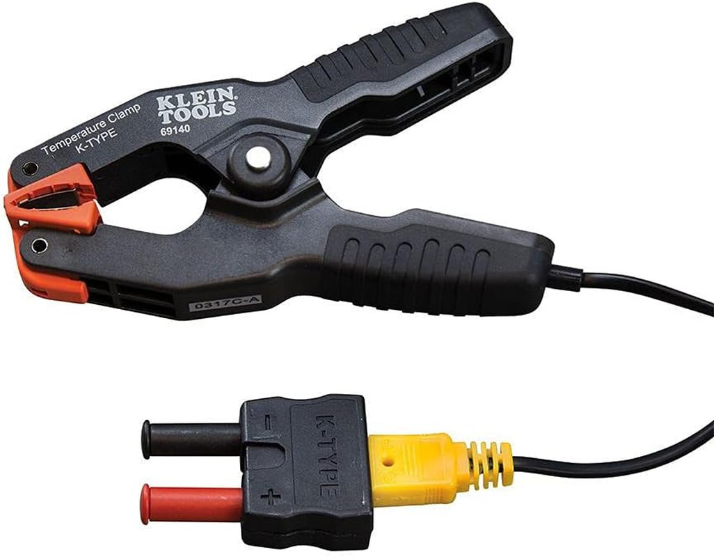 Klein Tools 69140 K-Type Thermometer, Pipe Temperature Clamp for HVAC, Measures