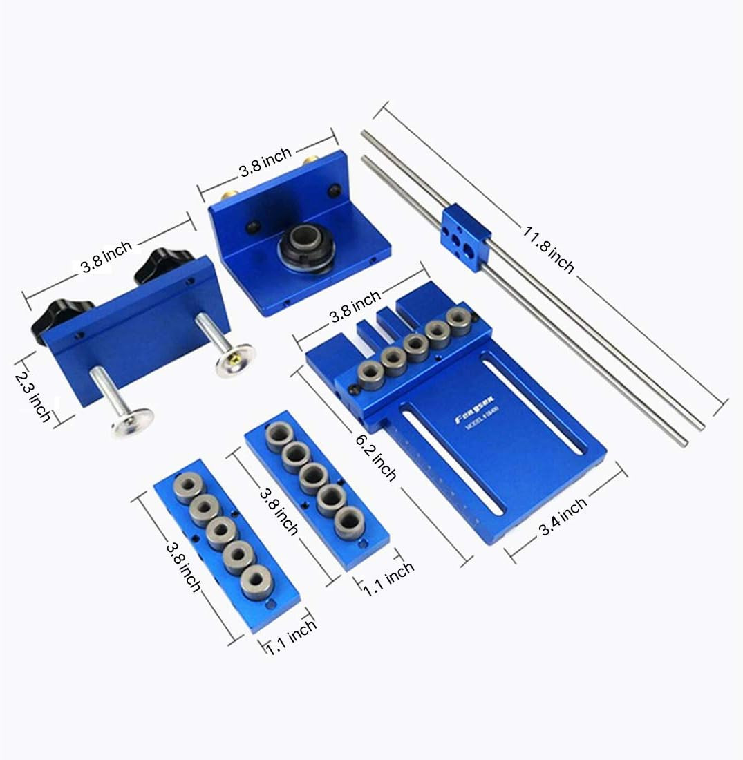 Adjustable Doweling Jig Kit with 5 Drill Sleeves for Precise Woodworking