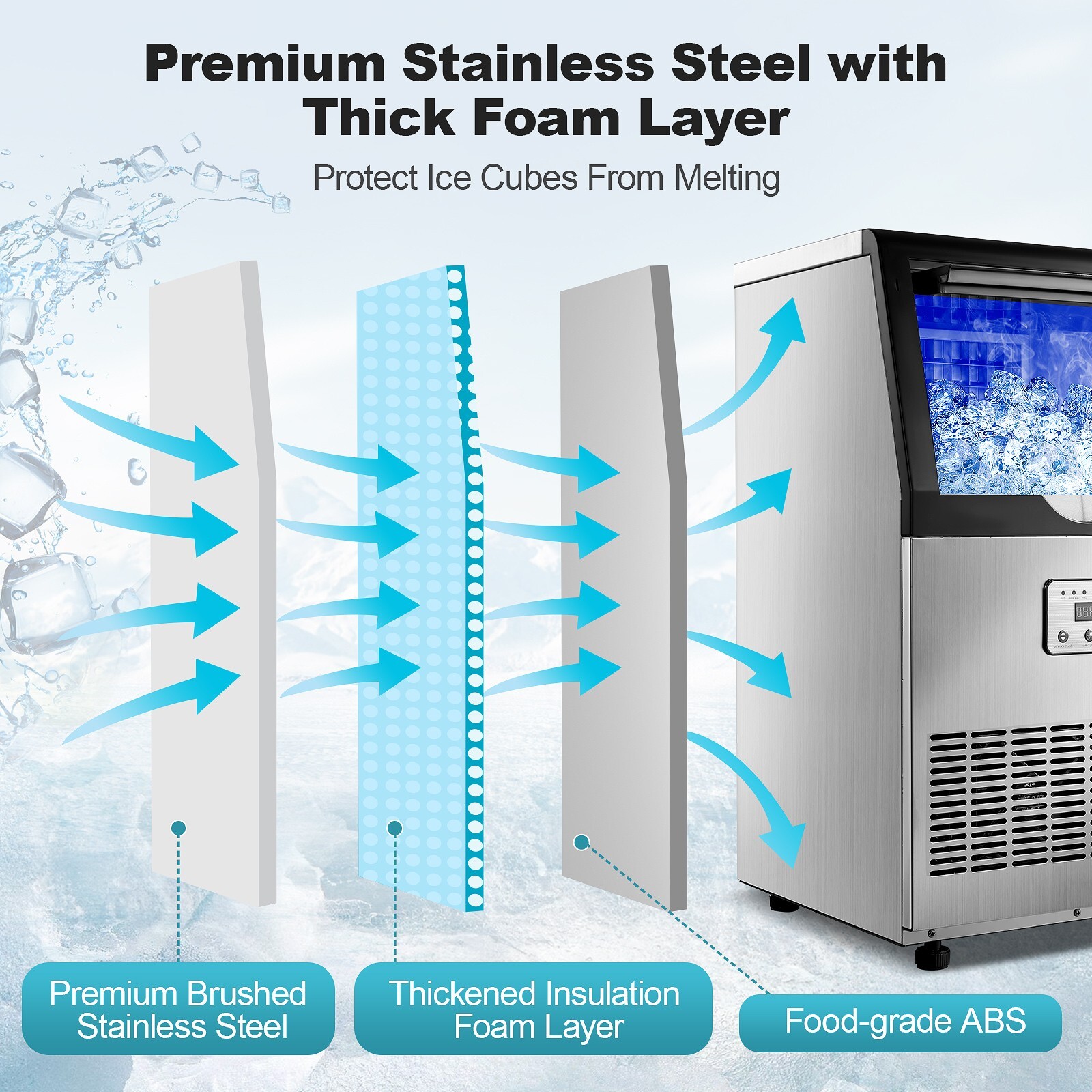 Built-in Commercial Ice Maker 100lbs Bar Restaurant Cube Machine