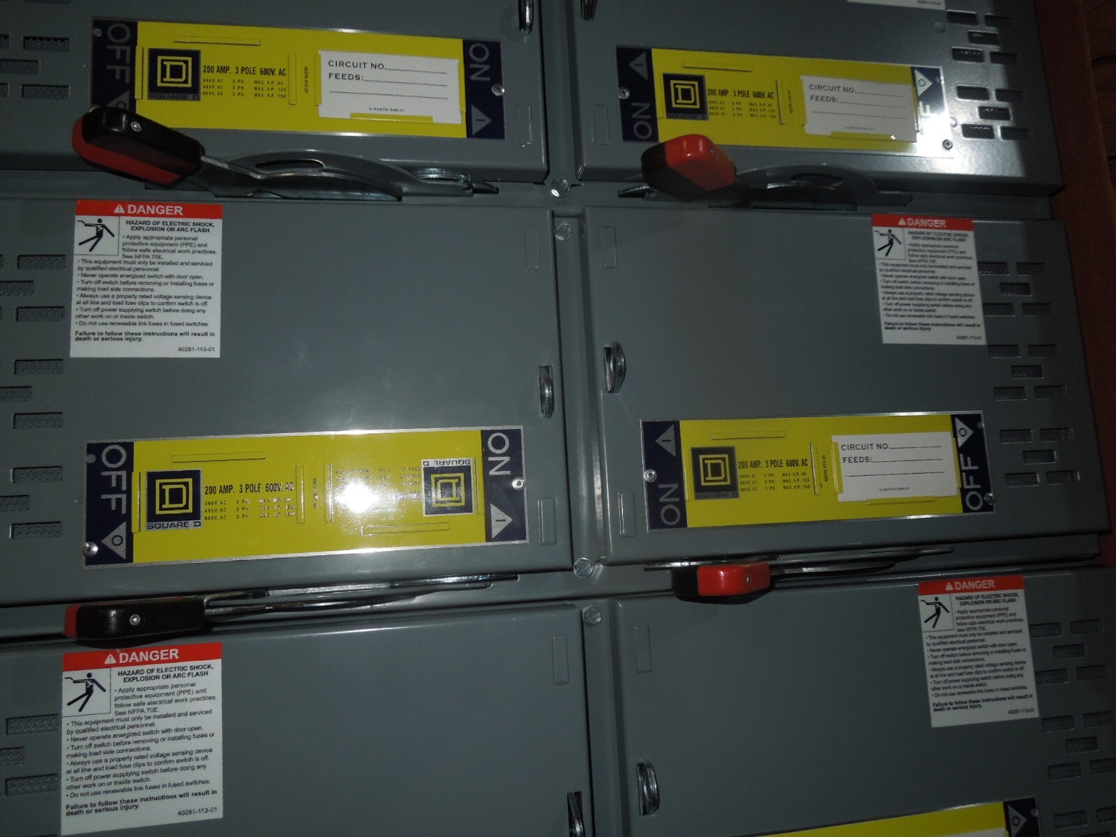 Square D QMJ364T 200A 3P 600V Twin Fusible Panelboard Switch Surplus Take-Out