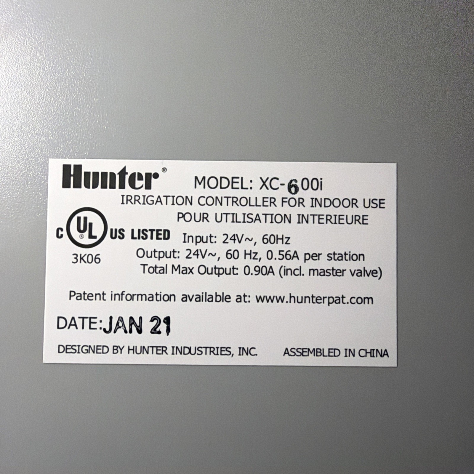 Hunter X-Core 6-Station Zone XC600i Sprinkler Irrigation Timer Controller Indoor