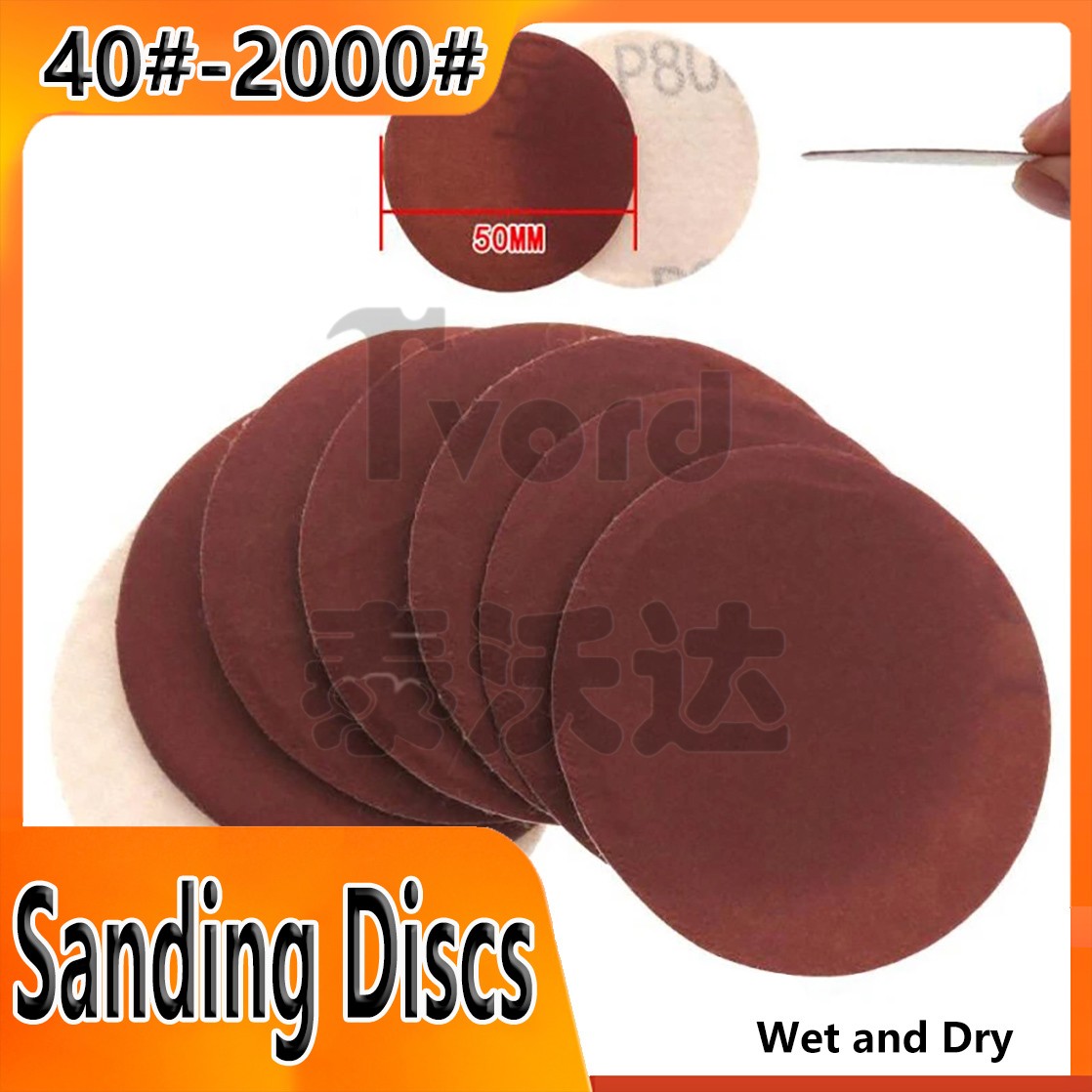 50mm Wet and Dry Sanding Discs 2 inch Sandpaper Hook and Loop Pads 40-2000 Grit