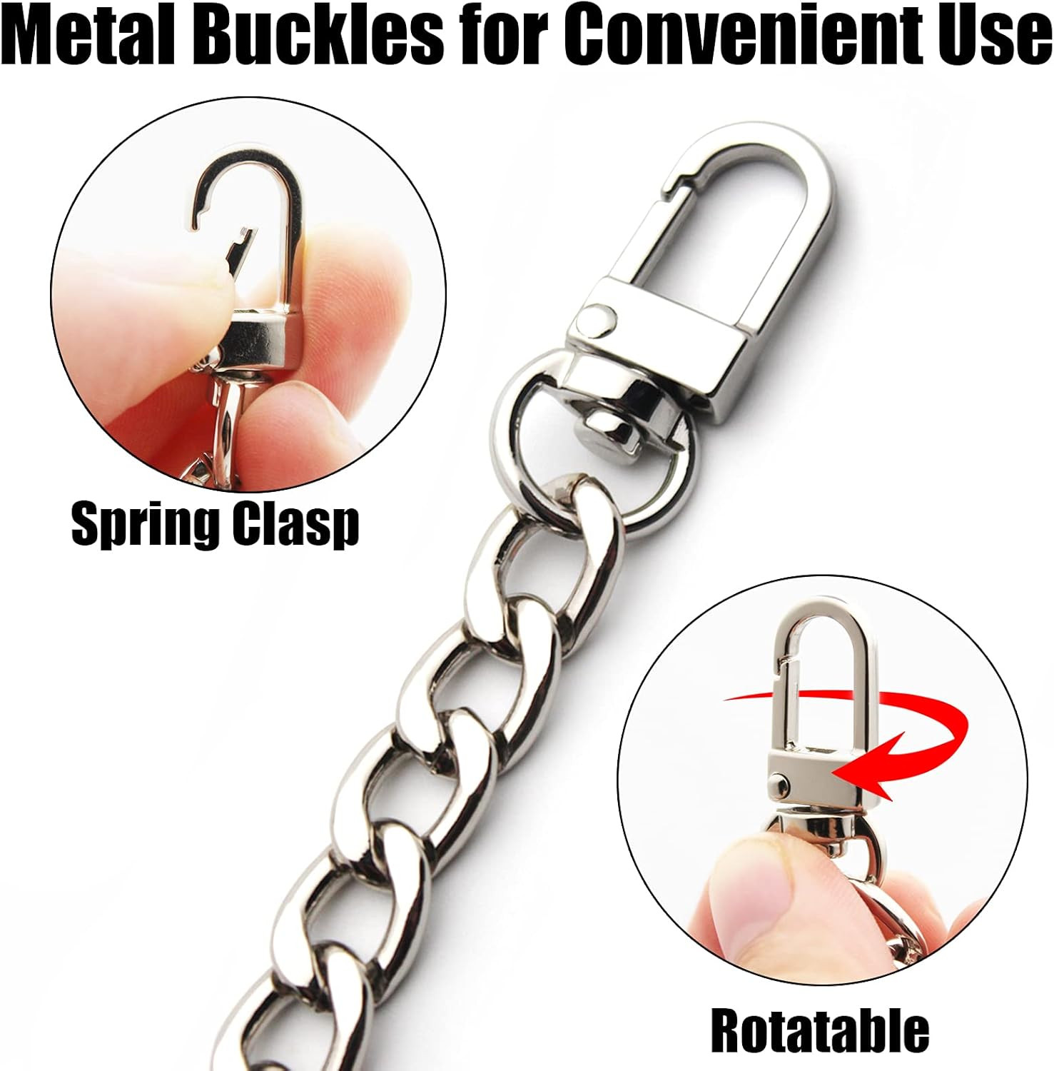 47” Flat Chain Strap DIY Iron Handbag Chains Replacement Purse Straps Shoulder C