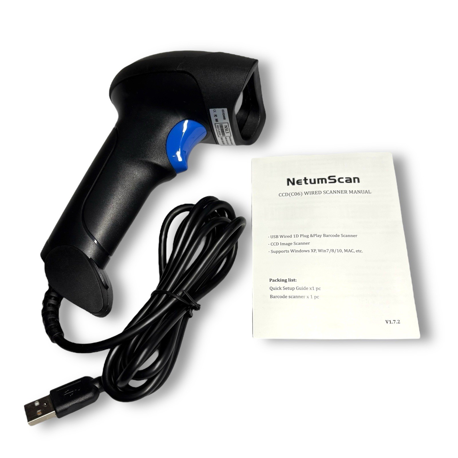 NetumScan Wired Handheld USB 1D Barcode Scanner NSL3