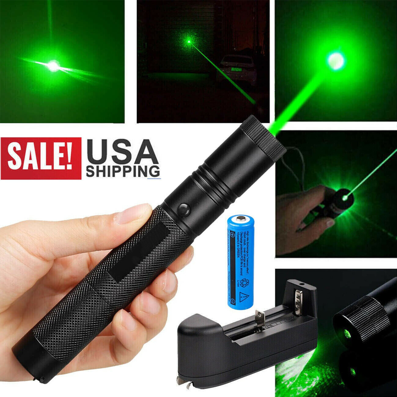 9900Miles 532nm Green Laser Pointer Pen Light Visible Beam Rechargeable Lazer